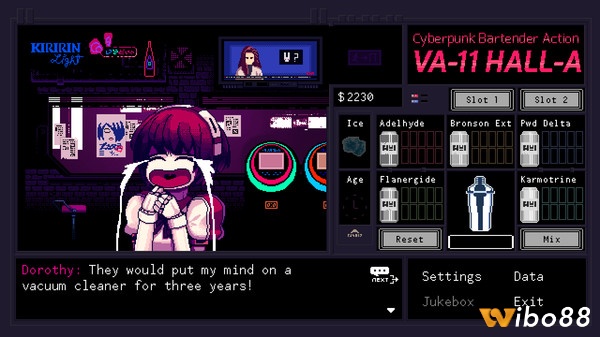 Game Va-11 Hall-a có cốt truyện diễn ra tại Glitch City