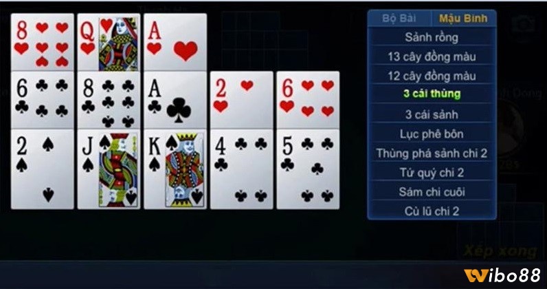 Thứ tự poker bài cào là những tổ hợp bài yếu nhất