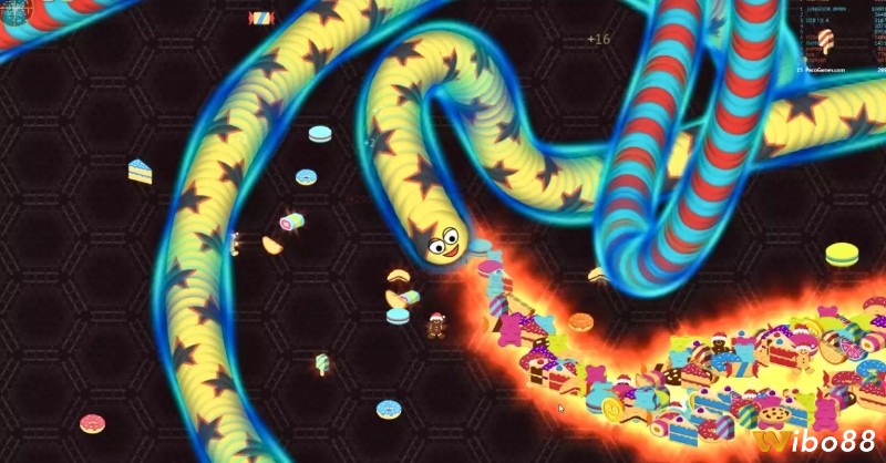 Slither.io có đồ họa đơn giản, đầy màu sắc với hiệu ứng mượt mà và sinh động